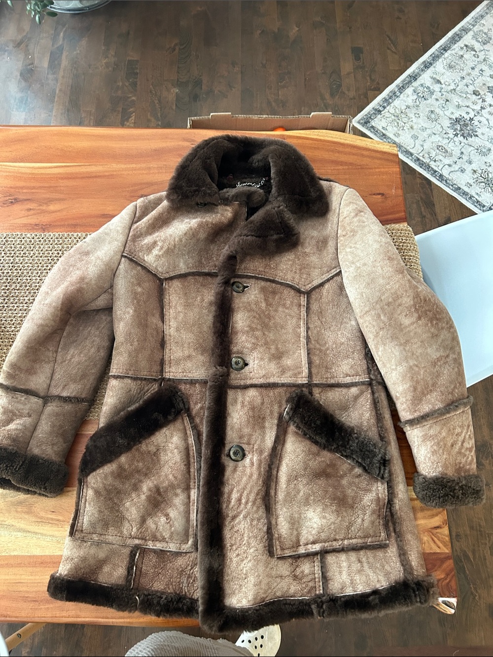 Vintage Sears The Leather Shop Shearling Leather Jacket - measures medium